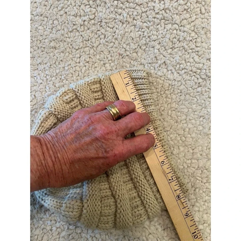 C.C Unisex Knit Beanie Hat‎ Brown Ribbed Cuff Winter Warm OS ribbed cuff khaki